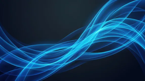 Abstract flowing composition with smooth blue gradient lines sweeping across a dark background, creating waves and curves that intersect and overlap, soft light edges