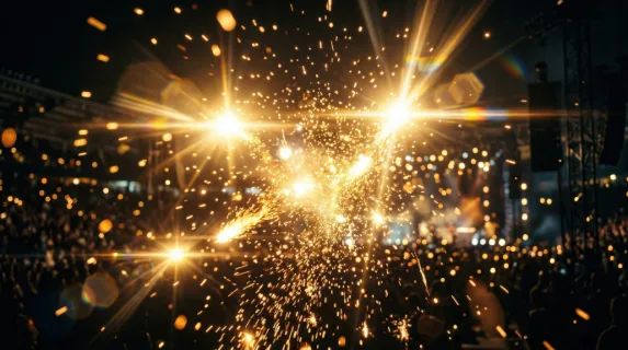 A collection of golden glowing lights, lens flares, flashes and sparks, radiant cinematic shimmer, ultra-realistic, no logos.