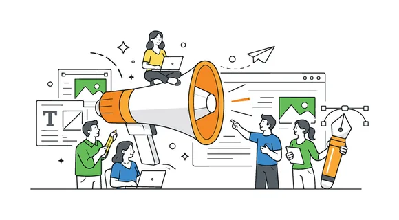 Creative marketing strategy and visual communication in a modern business environment where teams design campaigns to attract and engage audiences, represented by a clear