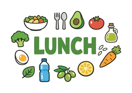 Healthy balanced lunch preparation concept focused on combining fresh ingredients, simple cooking steps, and nutritious foods that provide energy and support daily wellness. LUNCH