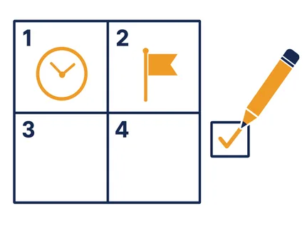 A visual representation of the Eisenhower matrix, illustrating urgent and important task categorization for enhanced productivity and decision making