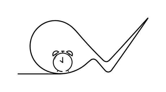 Strengthening discipline and maintaining consistent routines for long term personal effectiveness, a flowing line forming a closed loop that gradually transforms into a