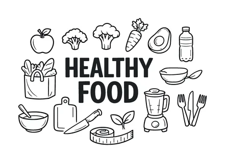 Healthy meal planning and balanced diet lifestyle concept focused on preparing nutritious food, organizing grocery choices and maintaining consistent healthy eating habits