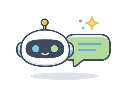 Digital assistant and smart automation services in a user-centered technology concept focused on helpful interactions and seamless support, a minimal robot head shape