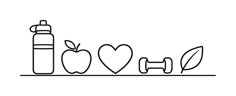 Healthy lifestyle routine and consistent wellness habits supporting balanced daily energy, physical wellbeing, and long term personal health in modern life, water bottle, apple