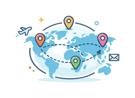 Cross-border movement and global connectivity supporting travel, migration and international collaboration in a modern environment, a world map combined with location