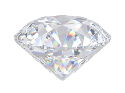 A close-up view of a perfectly cut diamond, showcasing its facets and the dispersion of light into spectral colors