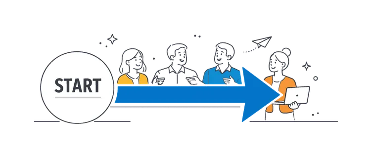 A simple clarity of next action scenario where professionals instantly recognize what step to take in a workflow without confusion, using a visual metaphor of a clean