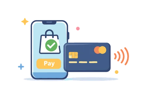 Digital payment options and modern financial transactions in an e-commerce environment focused on convenience and secure checkout experiences, a credit card paired with a