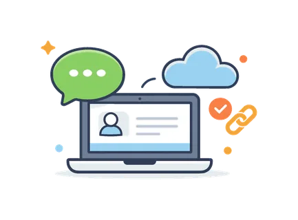 Remote team collaboration and connected digital communication in modern distributed workplaces where professionals coordinate tasks and share information online, a laptop connected