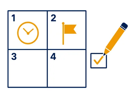 A visual representation of the Eisenhower matrix, illustrating urgent and important task categorization for enhanced productivity and decision making
