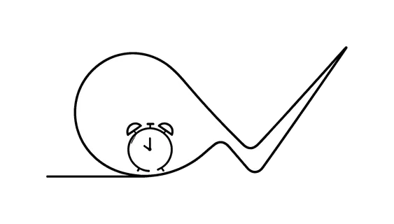 Strengthening discipline and maintaining consistent routines for long term personal effectiveness, a flowing line forming a closed loop that gradually transforms into a