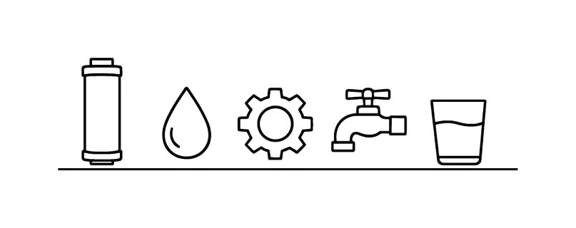 Clean water purification technology and filtration process improving water quality for homes, offices, and sustainable daily consumption, water filter cartridge, water drop, gear