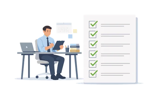 Task management at desk scene where a worker organizes responsibilities and handles multiple assignments efficiently, highlighting planning, discipline, and workflow
