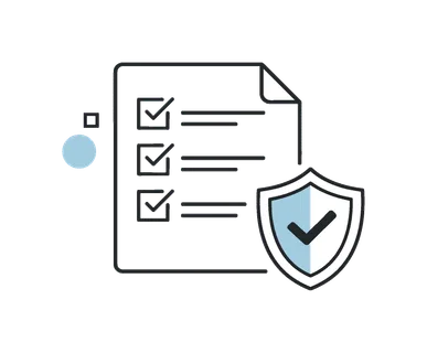Internal control and risk assessment in organizational workflows, a single document with a checklist and a small shield icon representing validation and protection,
