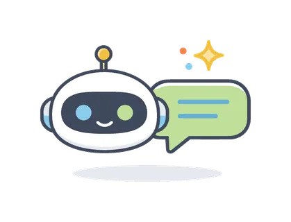 Digital assistant and smart automation services in a user-centered technology concept focused on helpful interactions and seamless support, a minimal robot head shape