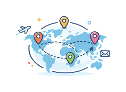 Cross-border movement and global connectivity supporting travel, migration and international collaboration in a modern environment, a world map combined with location