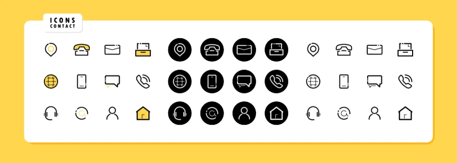 Contact us icon set vector illustration. Phone, email, website, address, internet sign. Communication tags. Vector line icon set for Business and Web Design.