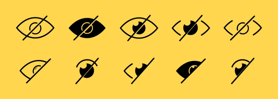 No visission icon set. Prohibition forbidden sign. Hidden symbol. No view. Vector line icon for Business and Advertising.