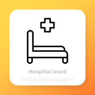 Hospital ward icon. Patients room. Medical health care concept. Vector line icon for Business and Advertising.