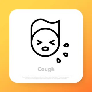 Cough icon. Sick patient. Flu disease prevention, cold symptoms. Fever headache sneezing, sore throat. Vector line icon for Business and Advertising.