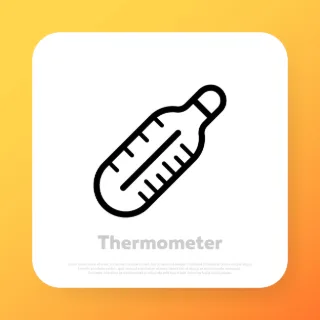 Thermometer icon. Measure a temperature. Prevention. Health care concept. Vector line icon for Business and Advertising.