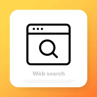 Web search icon. Browser search. Website window. Vector line icon for Business and Advertising.