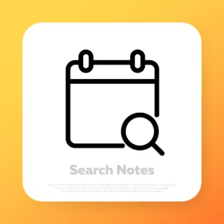 Search calendar data icon. Search notes. Vector line icon for Business and Advertising.
