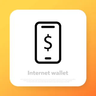 Internet wallet icon. Digital mobile money. Online payment. Vector line icon for Business and Advertising.