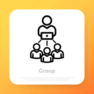 Group icon. Teamwork concept. Management icon. Vector line icon for Business and Advertising.