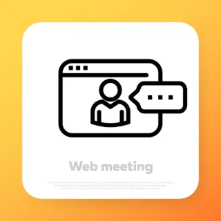 Web meeting icon. Online webinar icon. Video conference. Vector line icon for Business and Advertising.