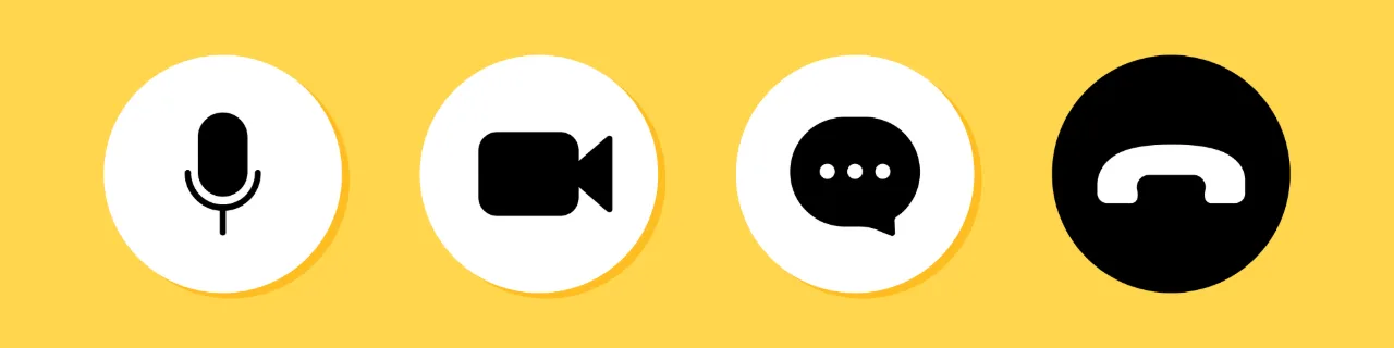 Video call icon set. Online conference. Chat, loud, video sign. Vector line icon for Business and Advertising.