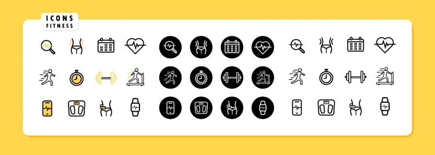 Fitness icon set. Health care concept. Active lifestyle. Vector line icon for Business and Advertising.