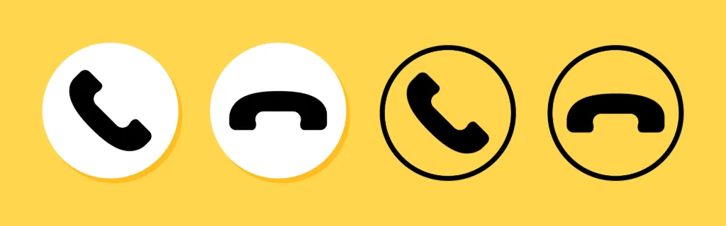Answer or decline phone call icon set. Incoming call. Vector line icon for Business and Advertising.