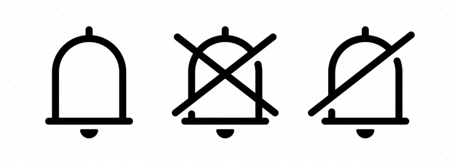 Notification bell icon set. Notifications on and mute. Notification symbol for your web site design, logo, app, UI. Vector line icon for Business and Advertising.