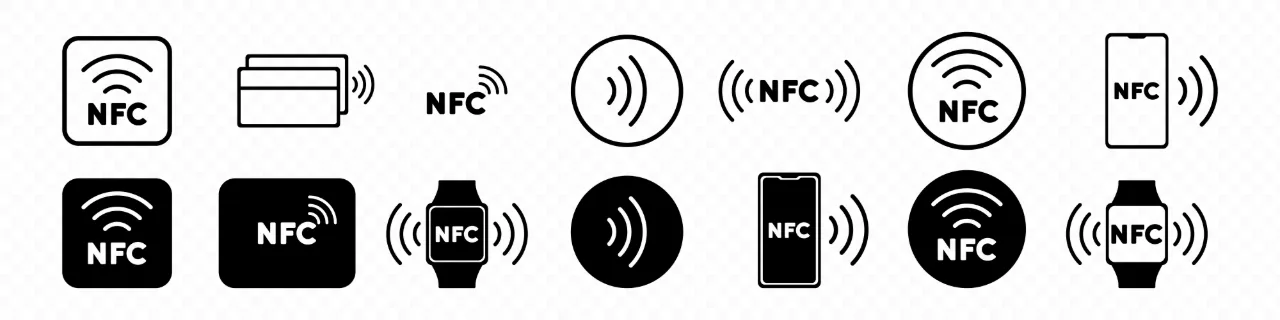 Nfc icon set. Contactless payment. Online transaction. Nfc symbol for your web site design, logo, app, UI. Vector line icon for Business and Advertising.