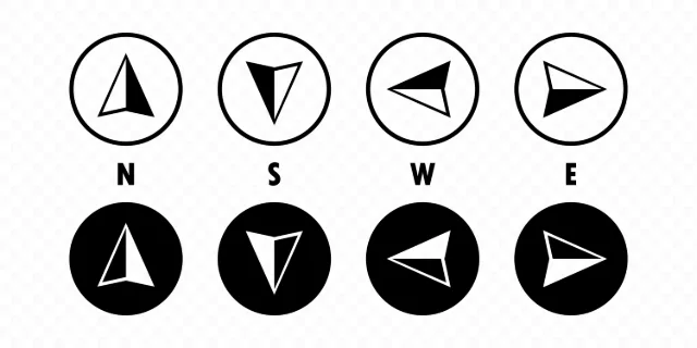 Compass icon set. North south east and west course icon. Compass symbol for your web site design, logo, app, UI. Vector line icon for Business and Advertising.