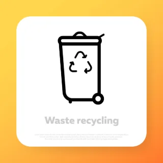 Recycling trash icon. Separation of waste on garbage cans for recycling. Vector line icon for Business and Advertising.