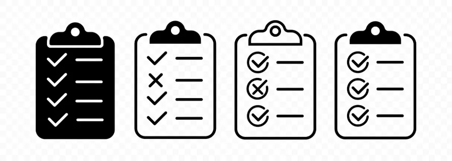 Checklist icon set vector. List to do concept. Clipboard with goals. Business goals. Vector line icon for Business and Advertising.