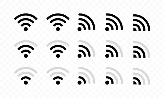 Wifi icon set. Internet signal. Wireless connect. Vector line icon for Business and Advertising.