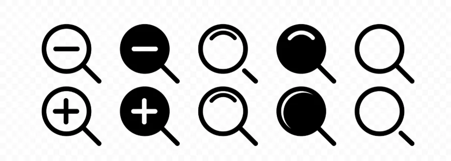 Magnifying glass icon set. Search sign. Collection of high quality magnifier search. Vector line icon for Business and Advertising.