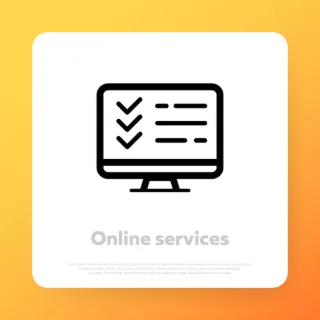 Online service icon. Online education, webinar. Internet shopping. Vector line icon for Business and Advertising.