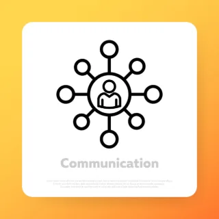 Communication icon. Teamwork relationship. Vector line icon for Business and Advertising.