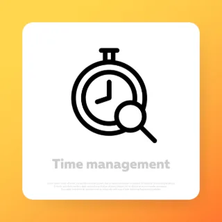Time management icon. Productive work project icon. Vector line icon for Business and Advertising.