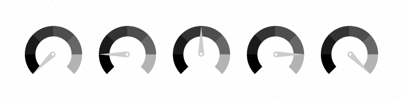 Speedometer icon. Sport car odometer with motor miles measuring scale. Raising speed counter. Vector line icon for Business and Advertising.