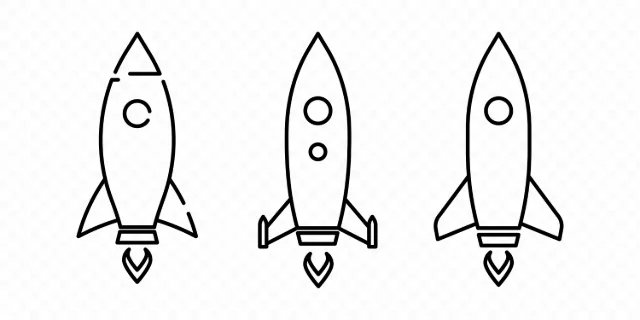Rocket ship icon set. Spaceship icon. Space travel concept. Can be used for your web site design, logo, app, UI. Vector line icon for Business and Advertising.