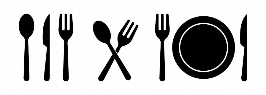 Table set icon. Fork, plate, knife and spoon. Table etiquette. Vector line icon for Business and Advertising.