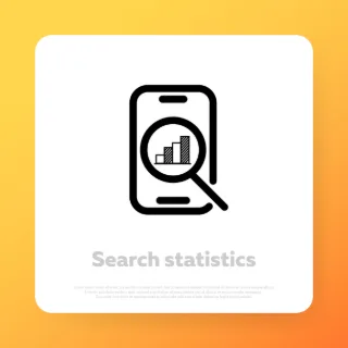 Statistic data icon. Analysis concept. Search. Vector line icon for Business and Advertising.