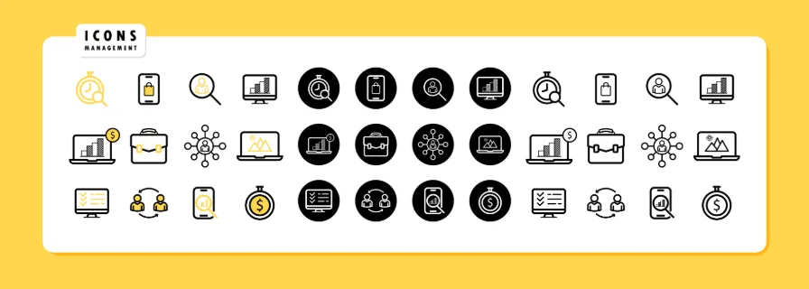 Management icon set. Business concept. Vector line icon for Business and Advertising.