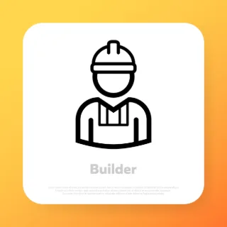 Builder icon. Engineer worker. Construction industry. Vector line icon for Business and Advertising.